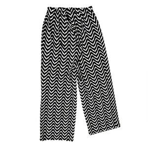 AB Studio Black and White Chevron Wide Leg Pants